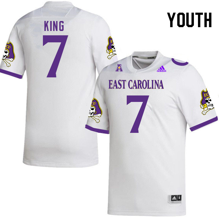 Youth #7 Kerry King ECU Pirates 2023 College Football Jerseys Stitched-White